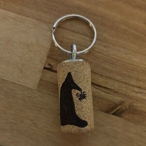 Cork Keychain with Witches Hat Design